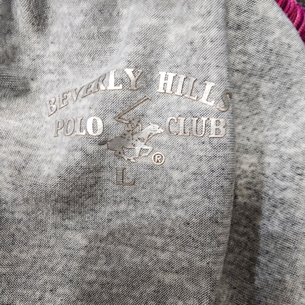 Beverly Hills Polo Club Shirt Large Performance Womens Long Sleeve Gray B455 - Picture 5 of 6